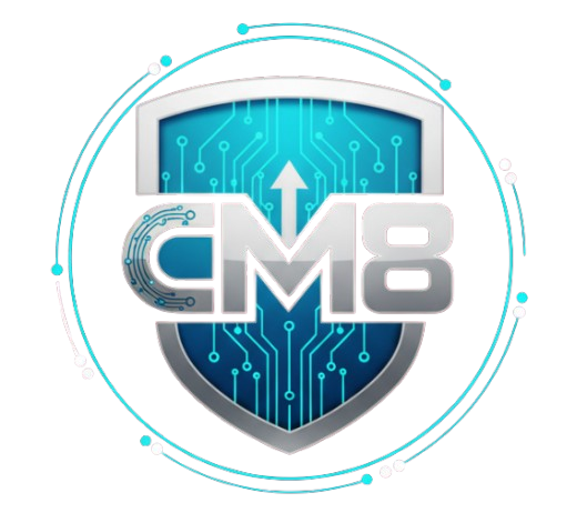 CM8 logo Woman with dog